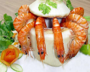 Tôm Sú Hâp Dừa
